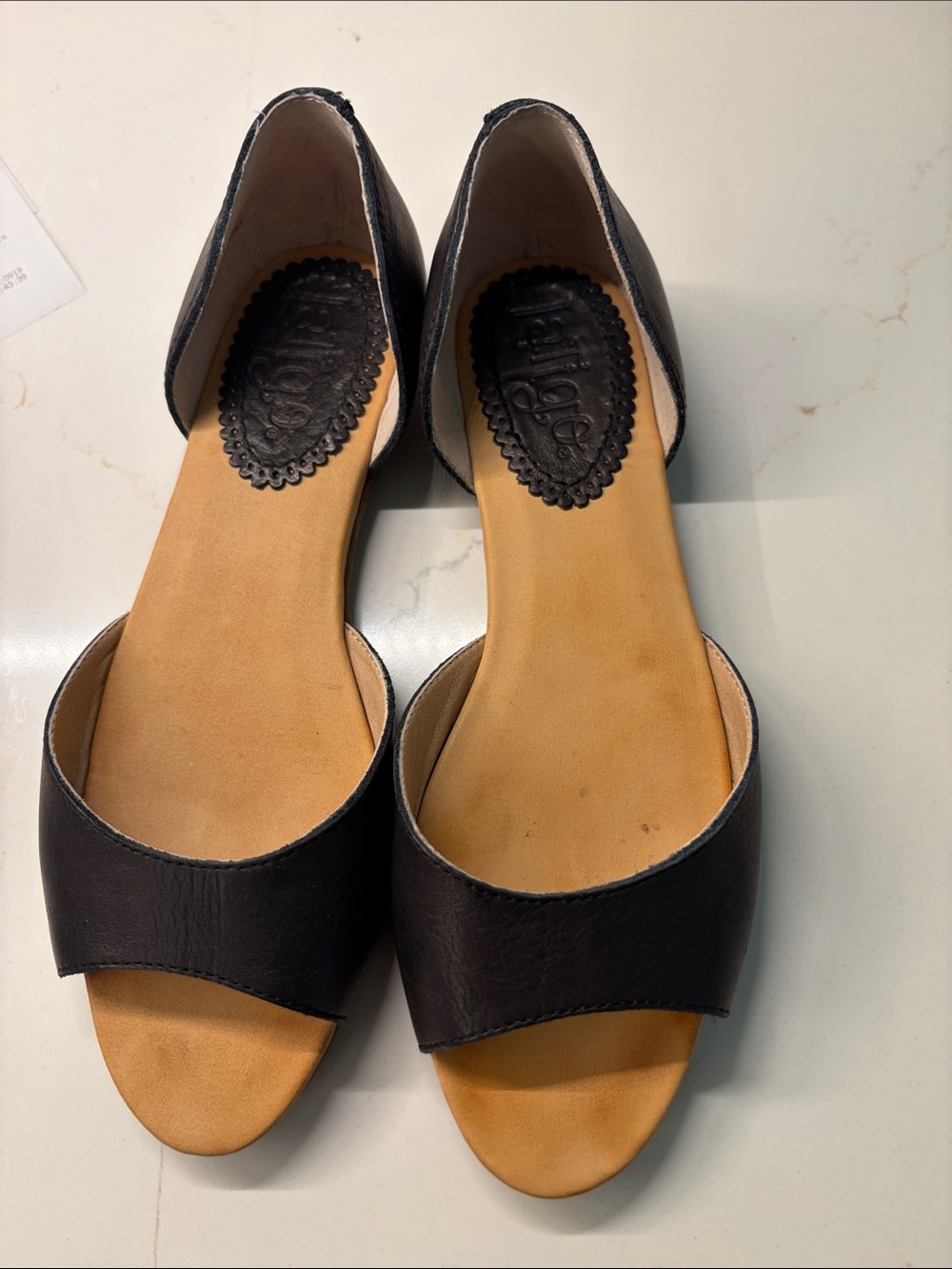 Latigo Black and Tan D'Orsay Open-Toe Sandals